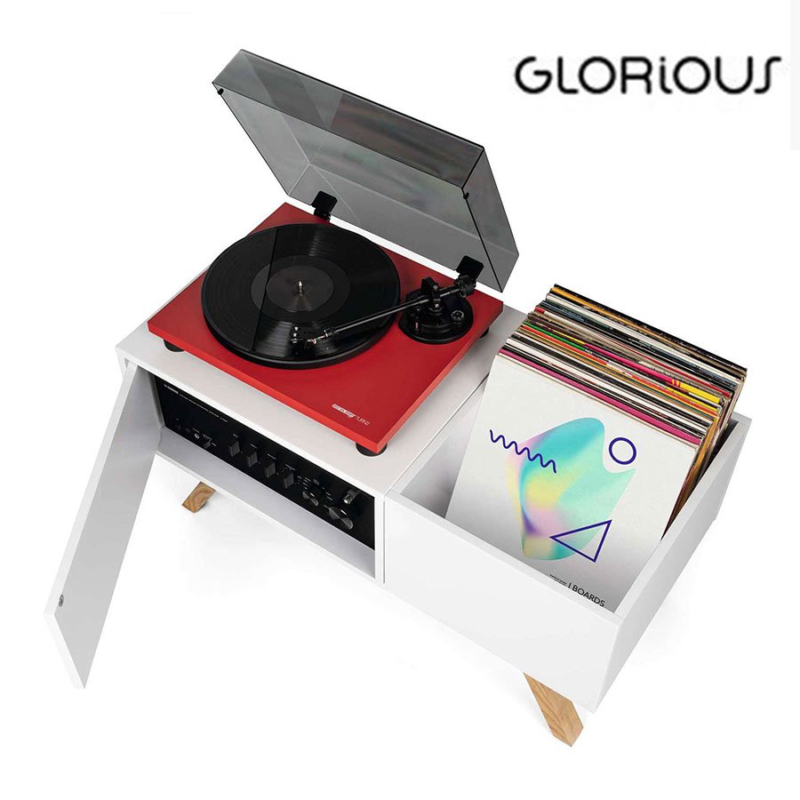 GLORIOUS Meuble blanc rétro pour 130 vinyles – Image 2