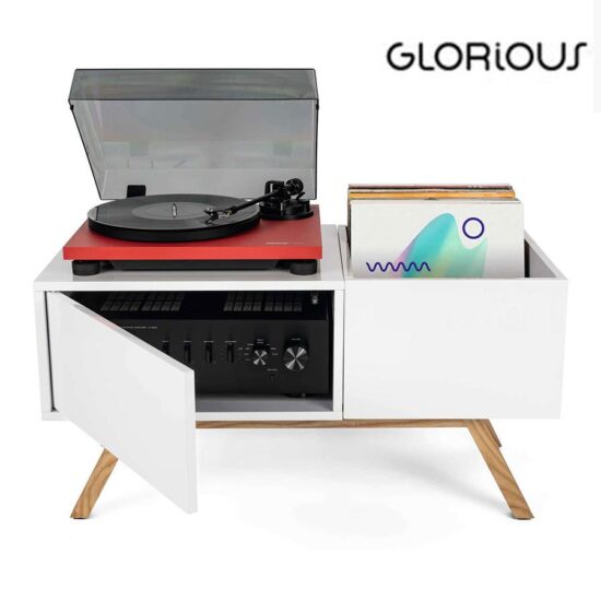 GLORIOUS Meuble blanc rétro pour 130 vinyles – Image 1