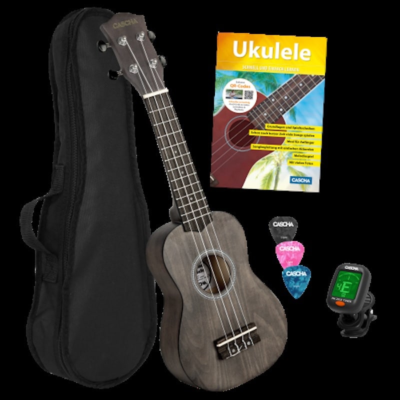 Ukulele Soprano Black Pack CASCHA – Image 1