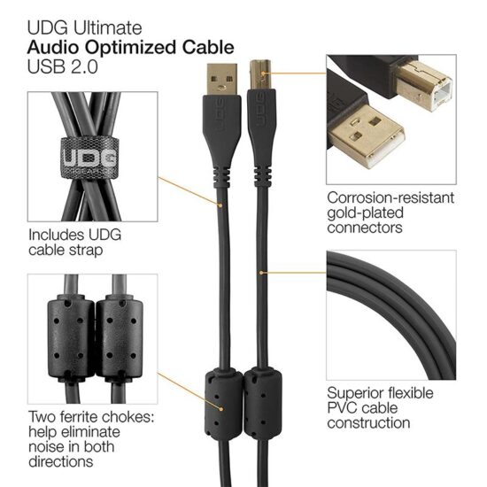 UDG Cable USB Noir 3m. coudé – Image 2
