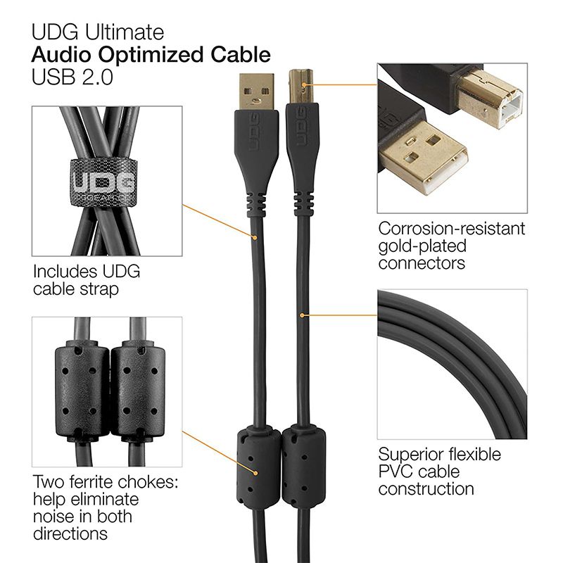 UDG Cable USB Noir 3m. coudé – Image 2