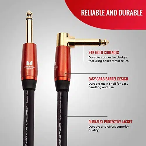 Monster Acoustic Câble d’instrument – Jack coudé vers Jack droit 3.7m – Image 2