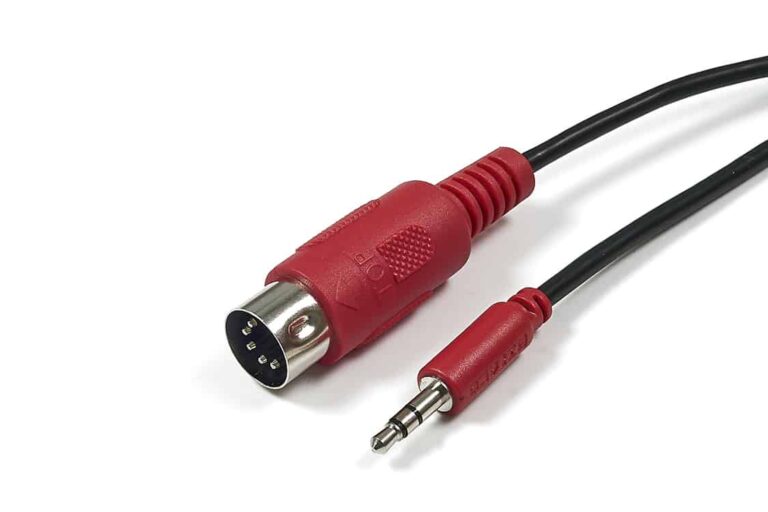 Din 5 pôles MIDI vers Mini Jack TRS A (rouge)